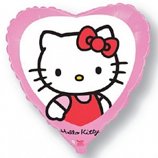 Фольгированное сердце "Сердце, Котёнок с бантиком, Розовый 46 см "